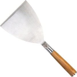 Forged BBQ Plancha Spatula, Grill Spatula, for Gas Grill, Fire Plate and Teppanyaki, Olive Wood Handle