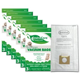 Envirocare Replacement Allergen Filtration Vacuum Cleaner Dust Bags made to fit Kenmore Canister Type C or Q 50555, 50558, 50557 and Panasonic Type C-5 18 pack