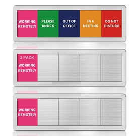 2PK Office Door Signs 5 Options Do Not Disturb, Please Knock, In A Meeting, Out Of Office, Working Remotely Privacy Door Slider Sign for Meeting & Conference Room