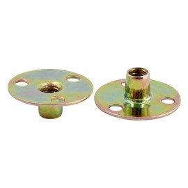 PDETVEO 20PCS 1/4"-20Carbon Steel Round Base T-Nut, Brad Hole Tee Nut, Furniture Hardware Flange Insert Female Thread 3-Hole T-Nuts