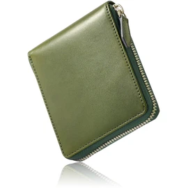 Eredita Men's Bi-fold Wallet, Zip Around - Tochigi Leather, green