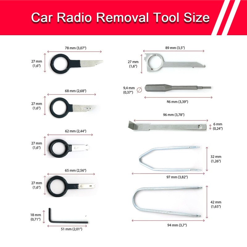 Radio Removal Tool key and Removal Pry Tool Kit Universal