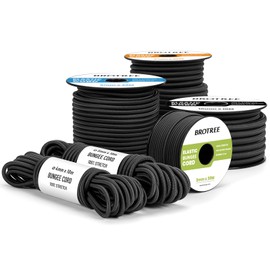 Brotree Bungee Cord Elastic Shock Cord 4mm x 20m Bungee Rope Heavy Duty for Trailer, Tarpaulin, Tent Pole, Kayak and Backpack - Black
