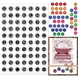 GLOBLELAND Typewriter Alphabet Clear Stamps English Letter Number Silicone Clear Stamp Seals for DIY Scrapbooking Journals Decorative Cards Making Photo Album