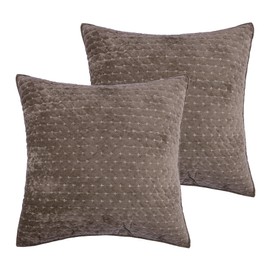 Levtex Home - Velvet Stitch Throw - Quilted Throw (50x60in.) - Velvet - Cocoa, White - Reversible - Polyester