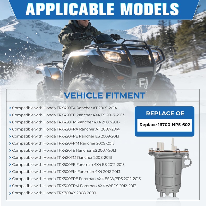 Fuel Pump Compatible with Honda ATV Rancher 420 Foreman 500