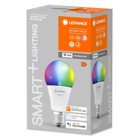 LEDVANCE Smart LEDLamp with WiFi Technology, Base: E27, Di mmable, Tunable White (2700-6500K), RGB Colors Changeable, Replaces Incandescent Lamps with 60 W, SMART+ WiFi Classic Multicolour, 1-Pack