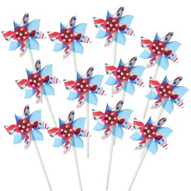 ArtCreativity 4 Inch Stars and Stripes Pinwheels, Set of 12, Red, White, and Blue, Independence Day Decorations, July 4th Décor for Yard, Garden, Lawn, Patriotic Party Favors for Kids