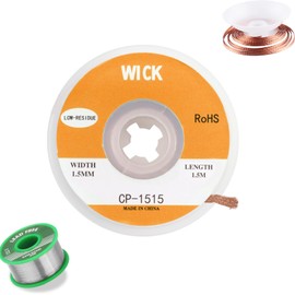 Solder Wick, Desoldering Wick with Flux No-Clean Electronic Desoldering Copper Wire Braid Remover Desolder Soldering (2.5mmx30mm, Includes Tin Wire)
