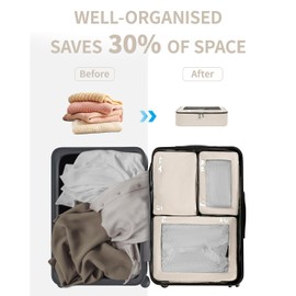 ECOHUB Packing Cubes 7 Set Tear-Resistant Packing Cubes Travel Organizer with ID Tag for Carry On Luggage Machine Washable Suitcase Organizer Bags Compression Travel Cubes(Beige)