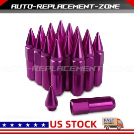 Unbranded Cap Spiked Racing Wheel Lug Nuts20 M12 x 1.5mm 60mm Arrow Style Purple