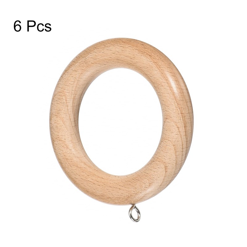 sourcing map 6Pcs Wooden Curtain Drapery Rings, 2.75 Inch Curtain