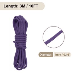 Rebower 550 Paracord Rope 3 m, 4mm Thin Paracord Nylon Cord 7-Strand Core [for Tent Camping Outdoor Gear] - Purple