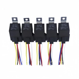 Losato JD1914 12V 40/30A 5-Piece Automotive Relay with Interlocking Harness Receptacle Holder, 5-pin Relay Connector, for Cars and Trucks-5 Pack
