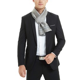WANYING men's silk scarf faux silk spring autumn double-sided men's scarf casual business -