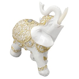Elephant Decor, Elephant Statue Elephant Gifts for Women White Color Cute Lucky Elephant Sculpture Decorative Elephants Statue for Entryway Bookshelf Computer Desk Home Decoration (L) (M)