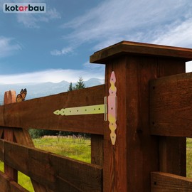 KOTARBAU® Pack of 2 T Hinges Gold Length 350 mm Cross Hinges Galvanised Steel Garden Gate Hinge Door Hinge Wooden Door Shutter Hinge Heavy Duty Door Hinges Fittings Garden Gate Hinges