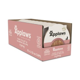 Applaws Natural Wet Cat Food, 10 Count, Limited Ingredient Cat Food Pots, Tuna Fillet with Salmon in Gravy, 2.12oz Pots