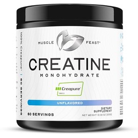 Polvo de monohidrato de creatina Creapure, hecho por Muscle Feast | Pre-entrenamiento o post-entrenamiento, premium | Fácil de mezclar y sin gluten, S