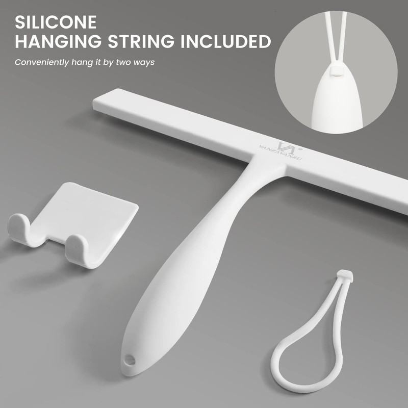 Shower Squeegee for Glass Doors, 11-Inch Silicone Squeegee with Non-Slip