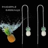 Pineapple Threader Earrings for Women Sterling Silver Pull Through Long