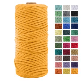 3mm x 109Yards Thick Natural Cotton Macrame Cord, 4 Strand Twisted Cotton Cord Rope for Soft Macrame Natural Color Handmade Wall Hanging, Plant Hanger, Craft, Knitting, Decorative Project
