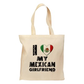 TOOLOUD I Heart My Mexican Girlfriend Grocery Tote Bag - Natural