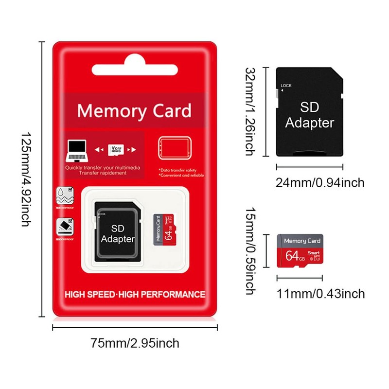 64GB TF Memory Card, Class 10 UHS-I Ultra High Speed
