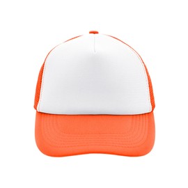 noTrash2003 Trucker Mesh Baseball Cap Trucker Hat Unisex One Size and Children's Models Baseball Cap Baseball Hat 30 Colours Plain Two-Tone Polyester Cotton, White-neon orange