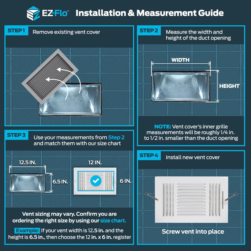 EZ-FLO 12 x 6 Inch (Duct Opening) Air Vent Cover