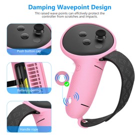 MLemonVR Silicone Cover Set for Meta Quest 3s Accessories Included Battery Opening Controller Grips TPU VR Shell Cover Silicone Face Cover Lens Cover Accessories Set for Quest 3s, Pink