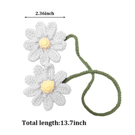 Osilly Crochet Daisy Rear View Mirror Hanging, Automotive Stuff Charm Ornament Pendant Knitted Cute Car Accessories, Interior Decoration Aesthetic Handmade for Women Girls, Universal Fit（White）
