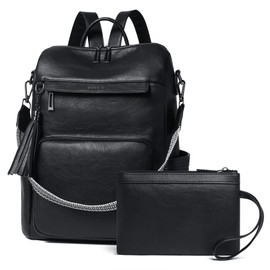 Shrrie Vegan Leather Laptop Backpack for Women 15.6 inch Work Backpack Fashion Travel Backpack Purse for Travel College Work