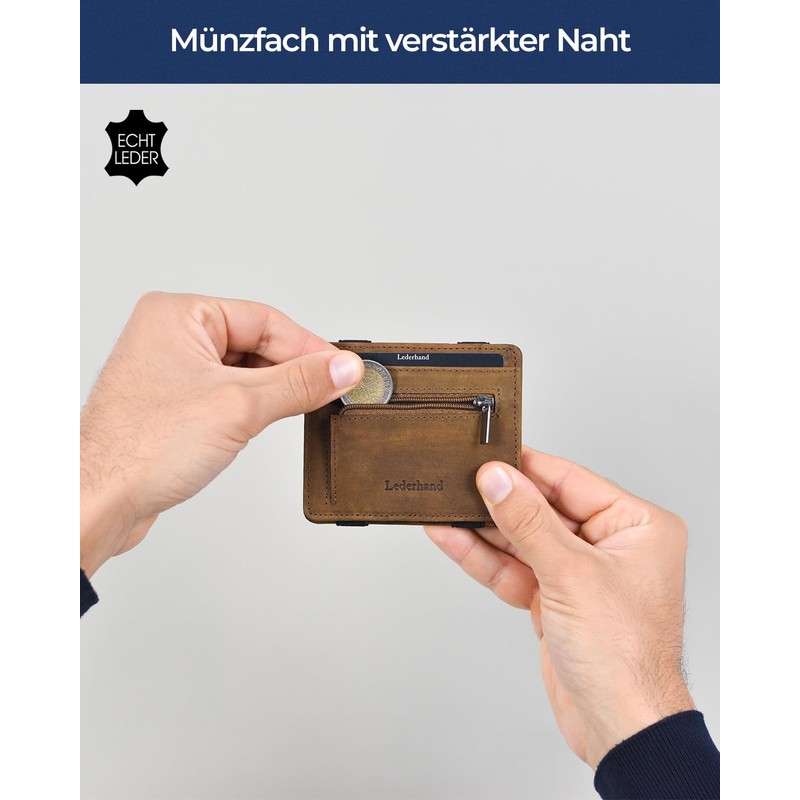 Lederhand Magic Wallet 1, Brown vintage, Modern