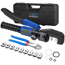 VORXEON 8 US TON Hydraulic Crimping Tool With Cable Cutters 10 Inches And 9 Pce die set 12AWG, 10AWG, 1/8", 8AWG, 6AWG, 4AWG, 2AWG, 1/0AWG, 2/0AWG for hydraulic punch For Battery terminal crimper
