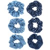 Framendino, 6 Pack Blue Denim Scrunchies Blue Jeans Hair Ties
