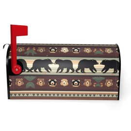 Bear Print Mailbox Covers with Magnetic Standard Size 18x21 and 21x25.5In for Garden Yard