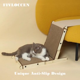 FIVLOCCEN Modern Cardboard Cat Scratcher for Indoor Cats, Anti-Tip Wooden Frame Cat Scratching Board, Wall/Sofa/Furniture Mount by Non-Slip Cat Scratch Pad, Extra Durable for Multi-Cat Homes(M)