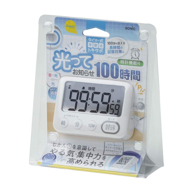 Sonic Toki Sapo LV-3288-W Timer, 100 Hours, With Stand, Light