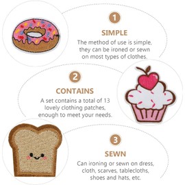13 Parches Termoadhesivos para Ropa de Cupcakes, Bordados Decorativos de Tela, Kit de 13 Unidades para Manualidades y Disfraces, Ideales para Costura y Bricolaje