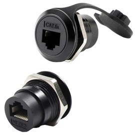 PENGLIN Pack of 2 RJ45 CAT6A Shielded Female to Female Adapter, RJ45 8P8C Cat5/5e/6/6A 8P8C Ethernet LAN Installation Socket, RJ45 CAT6A Panel Mount Adapter
