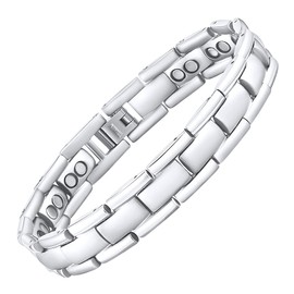 Willis Judd Double Strength Magnetic Bracelet for Men - Adjustable Length with Sizing Tool Silver