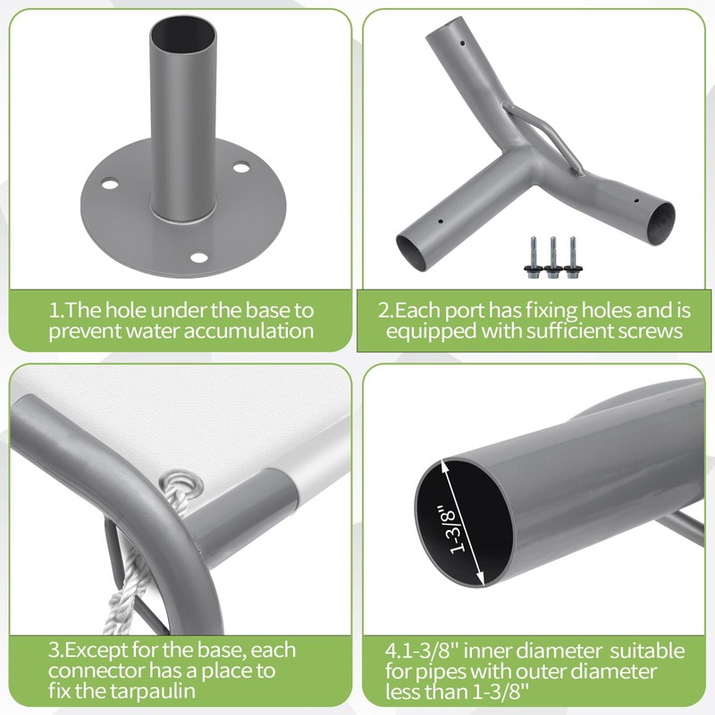ICITYWALL 6 Leg Carport Kits，High Peak Canopy Fitting Kit with