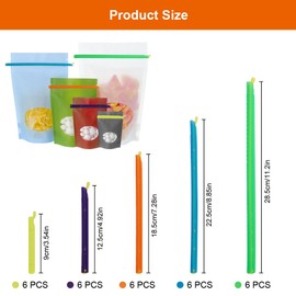 Pack of 30 Sealing Clips for Bags, 28.5/22.5/18.5/12.5/9 cm Bag Sealer Sticks, Clips, Reusable Plastic Sealing Clips for Storing Food (5 Sizes)