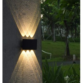 Yosoan Modern LED IP65 Waterproof Exterior Wall Lamp with Backing Plate, 8W 86V-265V Warm White 3000K Aluminum Indoor Outdoor Surface Mount Rainsafe Matte Black Up Down Porch Staircase Hallway Garage