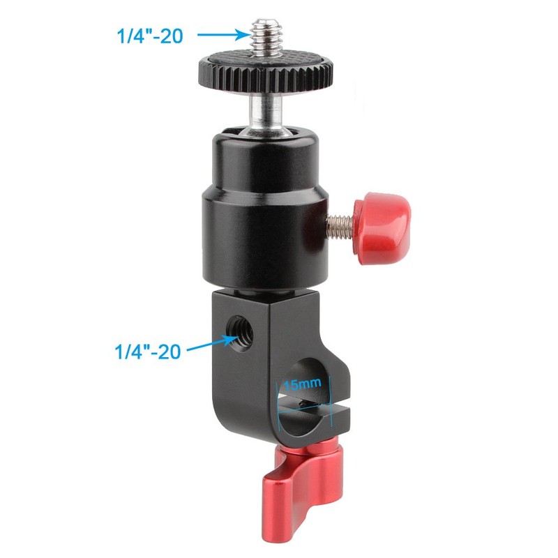 CAMVATE 15mm Rod Clamp & Ball Head Mount Adapter with