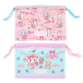 Sanrio Bonbon Lunch Drawstring Bag, Set of 2 (Strawberry)