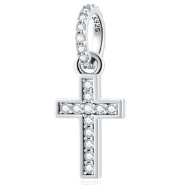 GLOWDAS Religious Theme Charms, Cross Heart Charms, Yin Yang Balance, Bible Pendant, Faith Cross and Strong, Golden Cross Heart Beads, Fit European Women Bracelet, for Mum/Grandma/Wife Gifts, Sterling