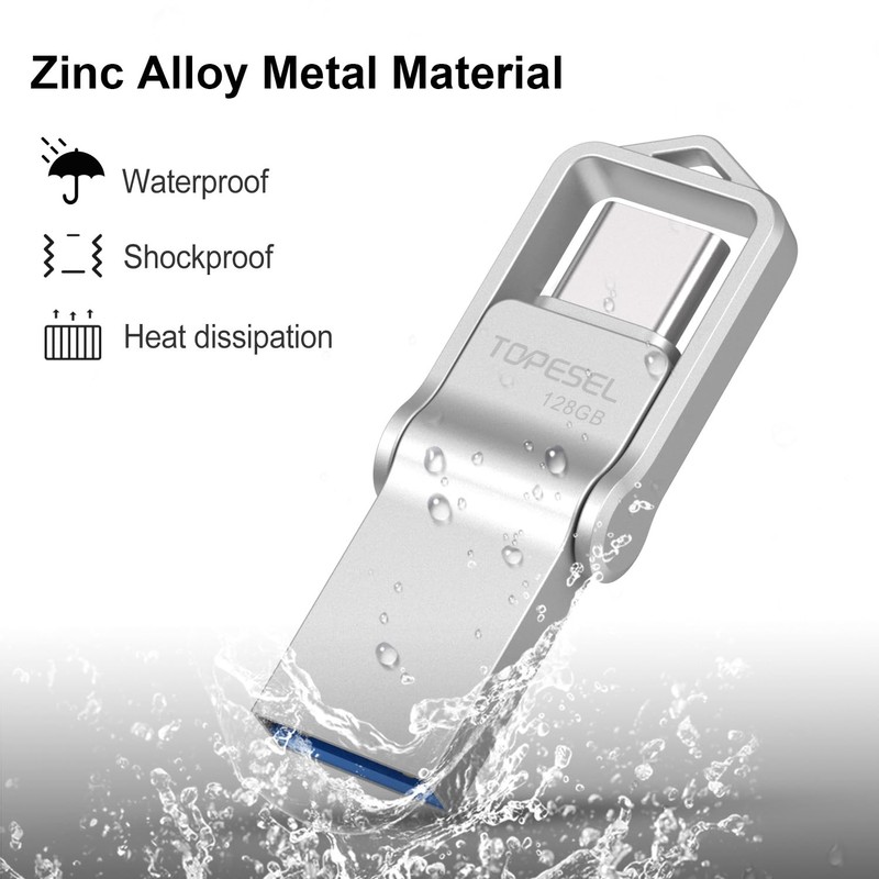 TOPESEL Dual 2-in-1 USB C Flash Drive 128GB USB 3.0/3.2
