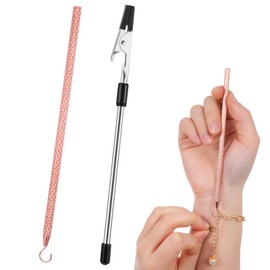 TIESOME 2PCS Bracelet Helper to Put on Yourself, Bracelet Wearing Aid Hook and Clips Metal Bracelet Assistance Tool Jewelry Fastening Tools for Necklace, Watch Clasps, Zippers, Crafts